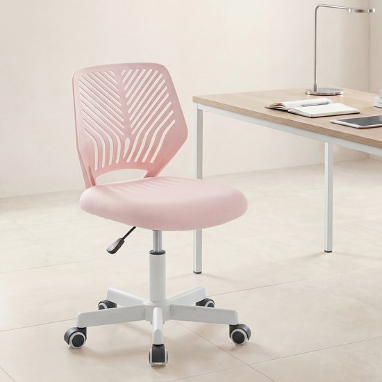Ergonomische Bureaustoel Bureaustoelen voor Volwassenen Office Chair - Met zwenkwielen en in hoogte verstelbaar - Computer Stoel - Roze