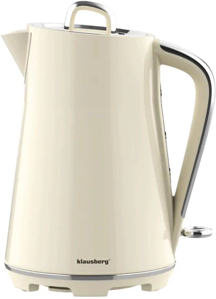 Klausberg - Waterkoker - Elektrische Waterkoker - Thee & Koffie Koker - Grote Waterkoker Snelkoker - Keuken Waterkoker Modern - 1.7L - RVS - 2200W - Crème