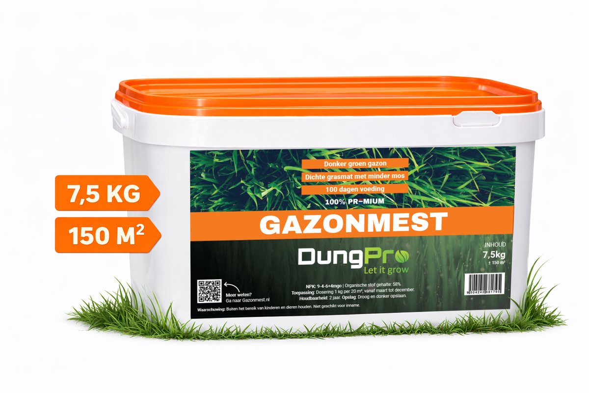 DungPro Organische Gazonmest 7,5 kg – Geschikt voor 150 m² –
