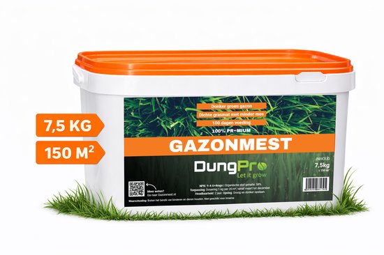 DungPro Organische Gazonmest 7,5 kg – Geschikt voor 150 m² – Voor een Diepgroen &...