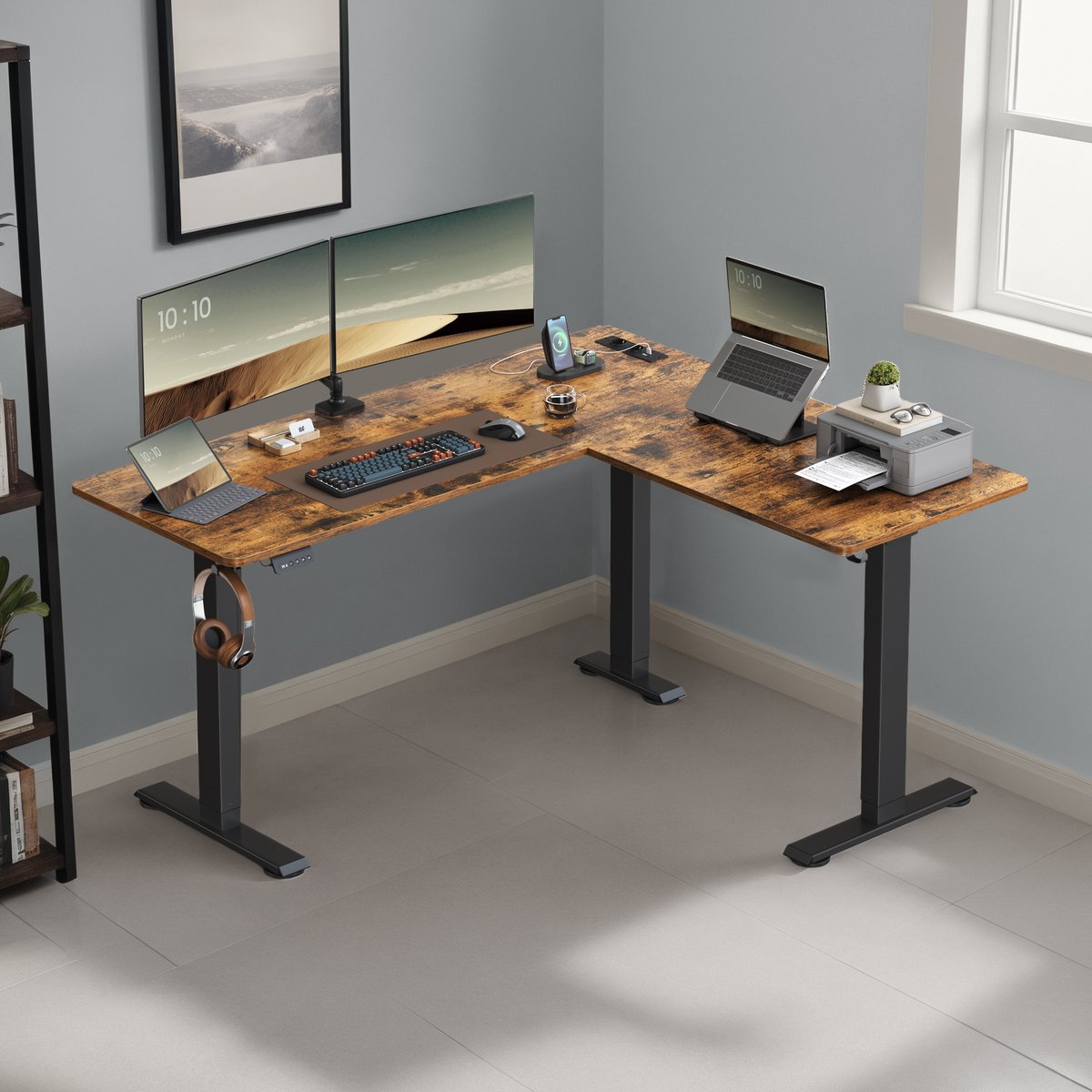 VASAGLE VASAGLE L-vormig Zit-Sta Bureau - afbeelding 4