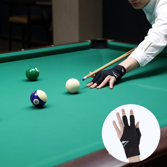 Billiard Pool Cue Gloves - Non-Slip Accessories - Adjustable Snooker Gloves voor Carom Games - Zwart van Merkloos — afbeelding 3