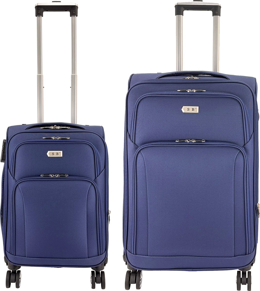 SB Travelbags Zachte 2 delige bagage koffer – 74 cm/55cm – Expandable – Blauw