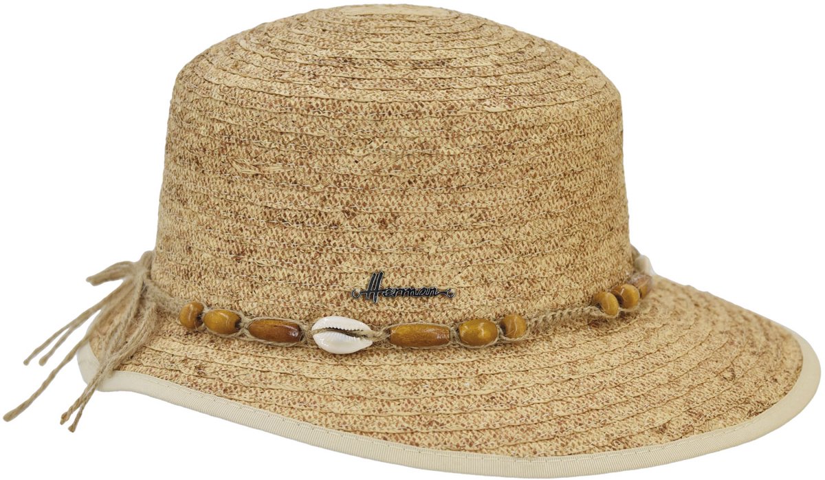 Herman Casquette en paille raphia légère et souple pour femme garnie d'une ceinture