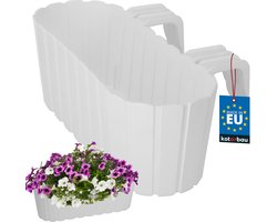 KOTARBAU® Balkonbak, Bloembak voor Balkon, PVC, 40x15x15 cm, Wit, Balkonbak met Houder, Plantenbak, Ovaal, Lichtgewicht, Balkondecoratie, Weerbestendig Plantenbak