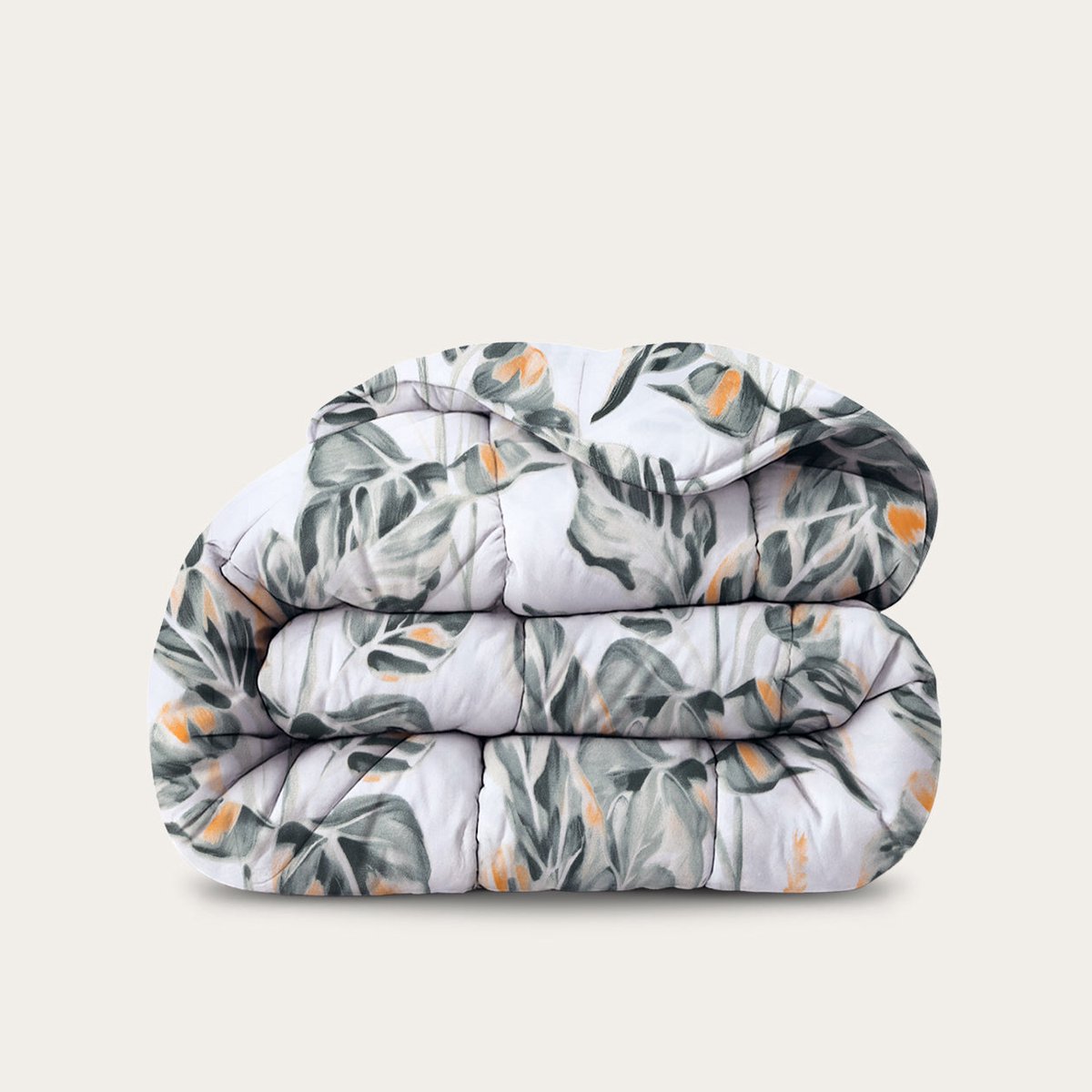 HappyBed Dekbed zonder overtrek 140x220 - Bedrukt dekbed zonder hoes - Hoesloos Dekbed met Print - Wasbaar - Eenpersoonsdekbed - Jungle Plants