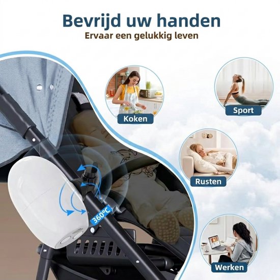 Livingstar® Baby Rocker 2.0 - 2026 model - Baby Rocker voor Kinderwagen - Babywipstoel - Baby Swing - Automatisch Schommelen - Incl. Reistas & USB kabel van Merkloos — afbeelding 2