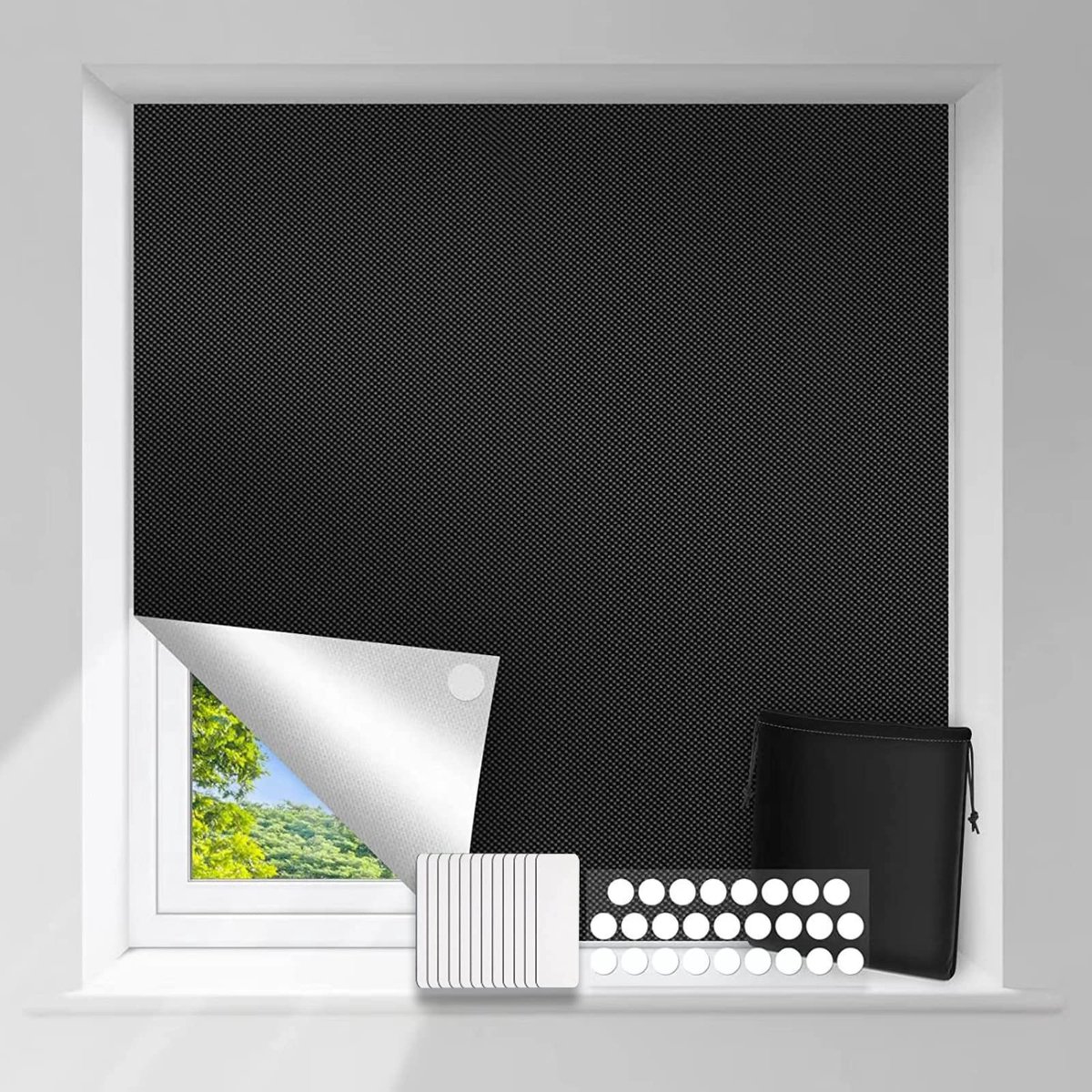 carmdering - Verduisteringsgordijn - Draagbaar Gordijn - Zonwerend Gordijn - 300×150 cm, 100% verduistering, Oxford-doek - Met klittenband en lijmpads, geen boren - Lichtgewicht, draagbaar met opbergtas - Perfect voor thuis, hotel, camper en reis