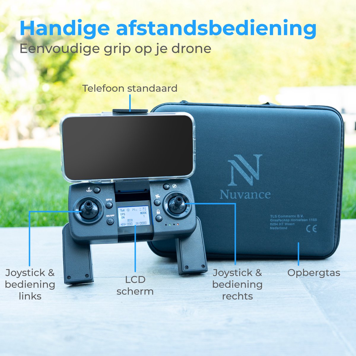 Nuvance - Drone met Camera en GPS - 1080p Mini Camera - voor Buiten en Binnen - inclusief Opbergtas en 3 Accu's - Mini Drone - Drone voor Kinderen en Volwassenen - Drones — afbeelding 9