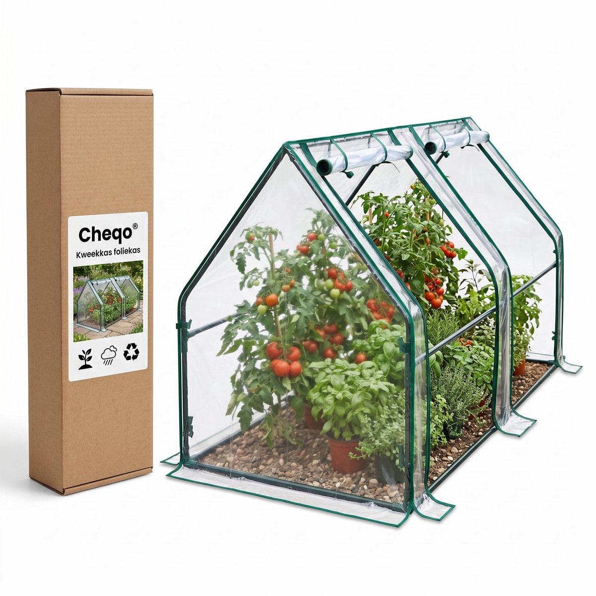 Cheqo® Kweekkas - Foliekas - Tuinkas - Broeikas - Plantenkas - Serre - Greenhouse - Walk-in Kas - voor Balkon en Tuin - met Ritsdeuren - Tomatenkas - Tomatenhuis - Moestuinkas - Plantenhuis - voor Groenten en Bloemen - Kruiden Kweken – foto 6