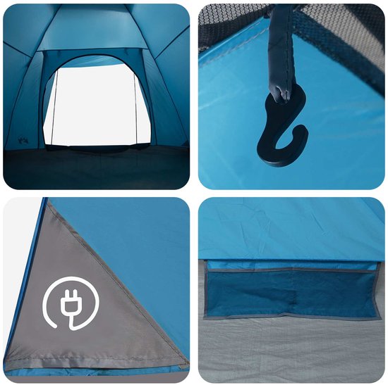 vidaXL - Kamperen - tent - met - dak - Blauw - 6-persoons - Polyester - en - Staal van Vidaxl — afbeelding 5