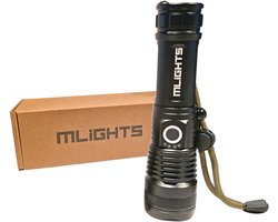 MLights MLZ-70S Krachtige Oplaadbare Led Zaklamp - 5000 Lumen - XHP70 Led - 5000mAh - Zoomfunctie - Lichtgewicht Met Meerdere Lichtstanden