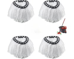 4 stuks Dweil navulling - Microvezel Mop Navullingen compatibel met Vileda Turbo & EasyWring - Inclusief 1 Roterende Basis - Driehoekige Vervangkoppen voor Vloerreiniging - geschikt voor Vileda Easywring & Clean Mop Microvezel Vervanging - Wit