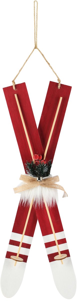 Dekoratief | Hangdeco ski's, rood/wit, hout, 49x18x4cm | A265271