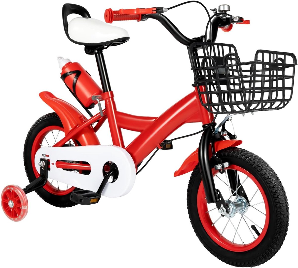 Kinderfiets 12 Inch Rood Met Zijwielen en Mandje