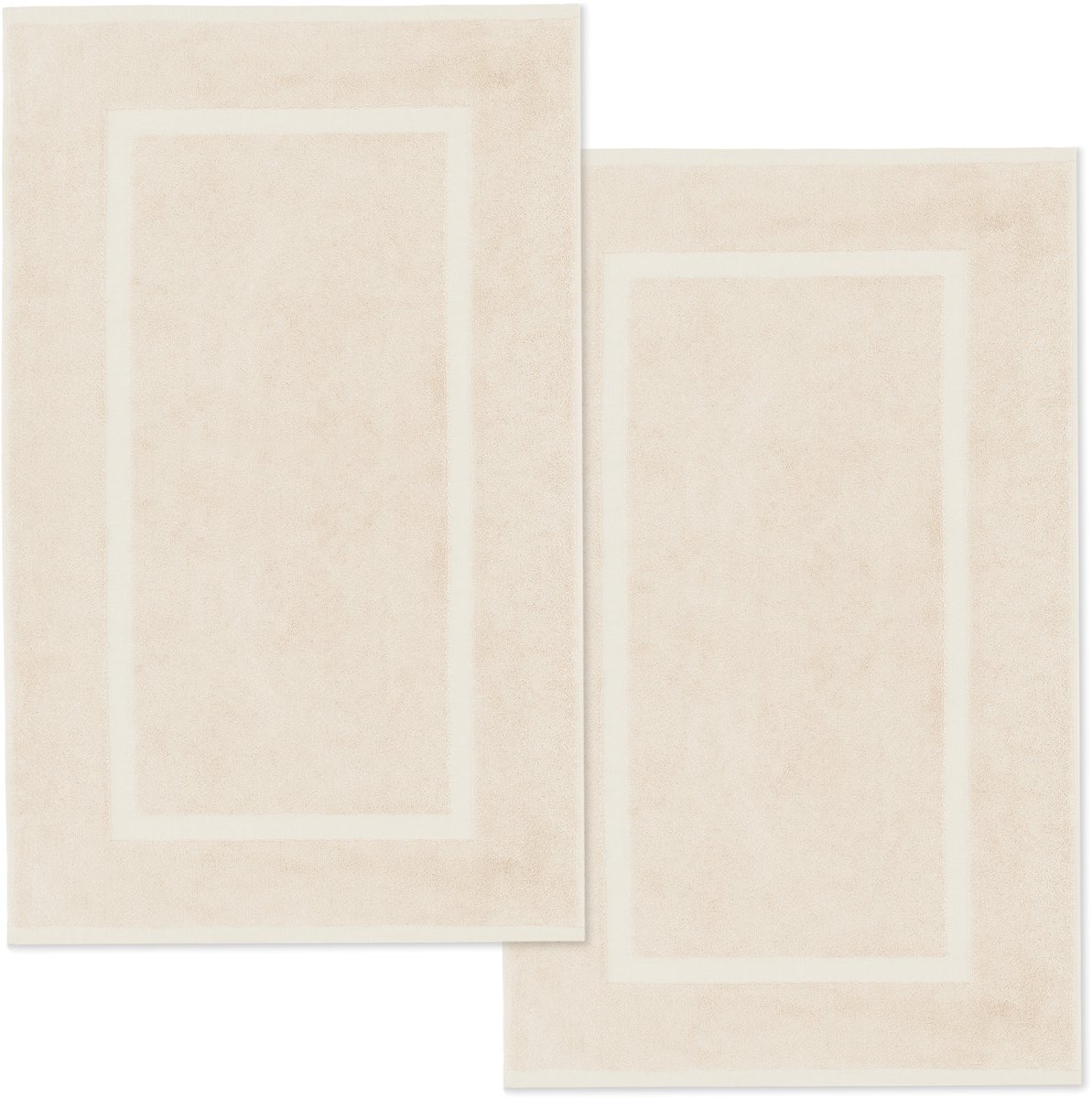 Lavea® Set van 2 badmatten 50x80 cm, zacht en absorberend – 100% katoen, wasbare badkamermatten – ideaal als douche- of badmat – Crème