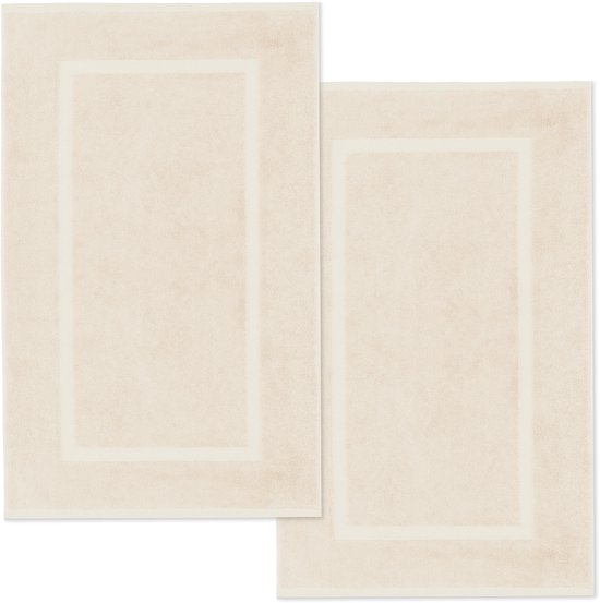 Lavea® Set van 2 badmatten 50x80 cm, zacht en absorberend – 100% katoen, wasbare badkamermatten – ideaal als douche- of badmat – Crème