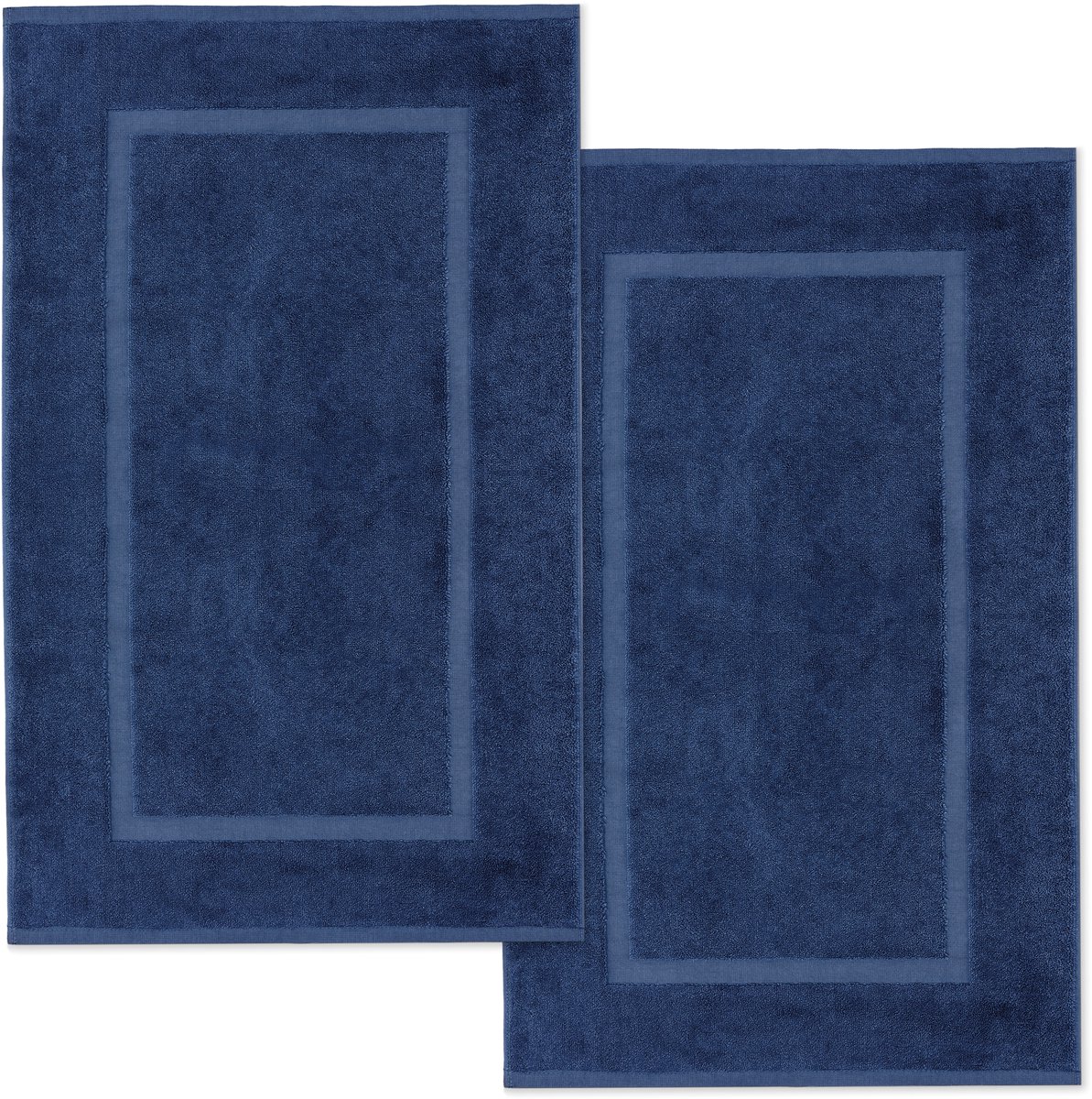 Lavea® Set van 2 badmatten 50x80 cm, zacht en absorberend – 100% katoen, wasbare badkamermatten – ideaal als douche- of badmat – Marineblauw