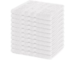 Lavea® Set van 10 Washandjes 30x30 cm | 100% Katoen | Zachte & Absorberende Gastendoekjes | Gezicht, Baby, Make-up, Reizen - Wit