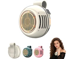 Clip On Ventilator – 5 Standen – Met Digitaal Display – USB Oplaadbare Zomer Clip-On Mini Cooling Ventilator – Draagbaar – Draadloze – 360° Verstelbare Luchtstroom – Bladloze ventilator – Nek Ventilator – Tailleventilator – Aircooler – Wit