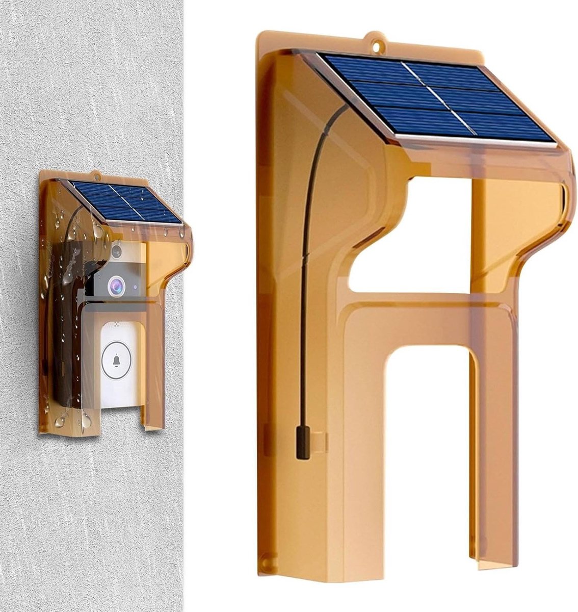 Ring Deurbel Cover - Camera Protector - Buitenbeveiliging - Weerbestendige Behuizing - 24 x 12 x 8 cm - Thee Bruin