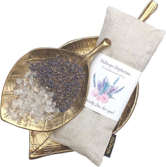 YoZenga oogkussen met Bergkristal & biologische lavendel - kristallen/edelstenen - Kleur: Linnenwhite - Yoga - Meditatie - Ontspanning - Ideaal bij hoofdpijn & stress klachten van YoZenga — afbeelding 4