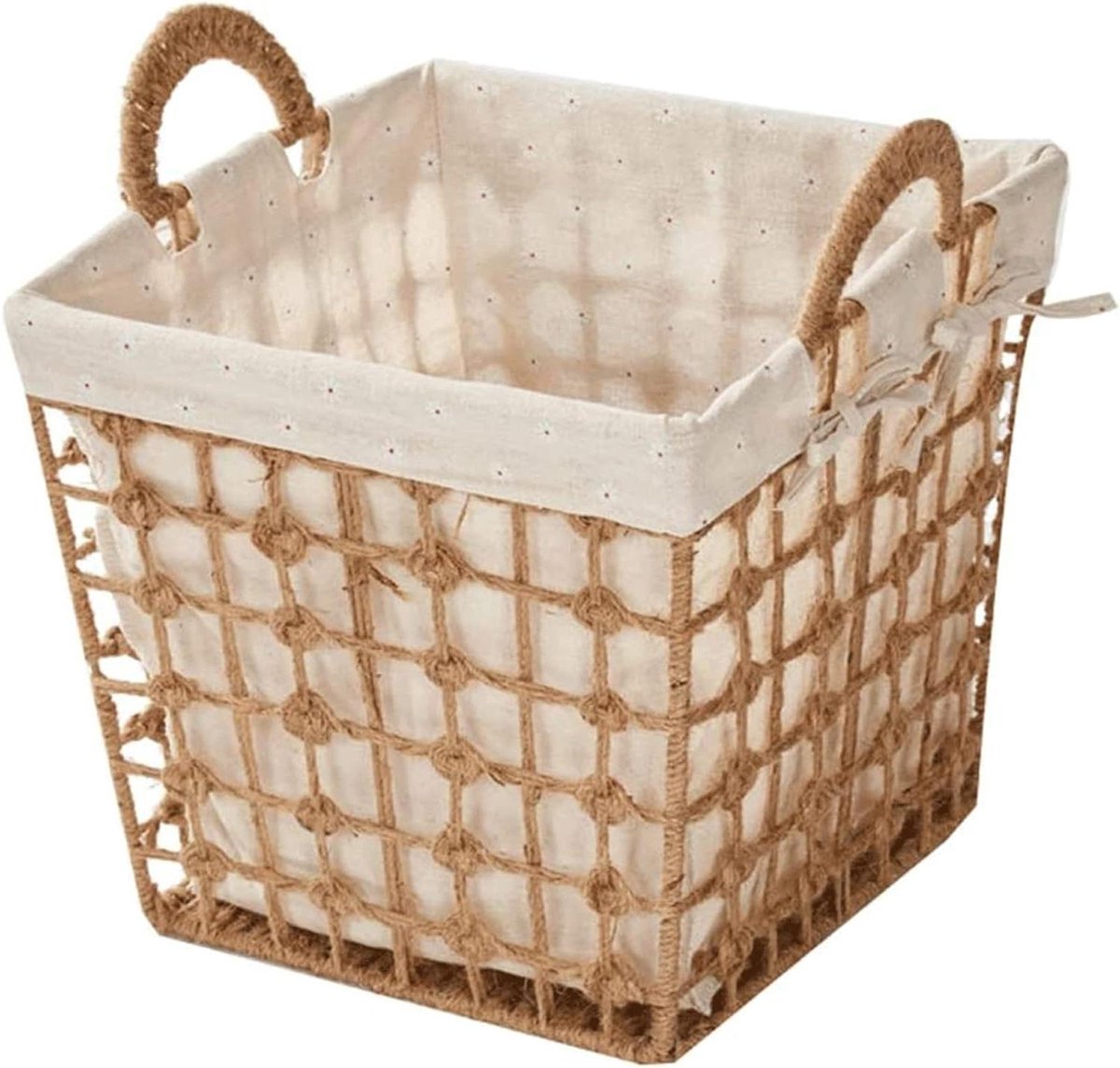 Rotan wasmand Opbergmand linnen Kleding sorteren Verwijderbare voering Grote capaciteit Roomwit