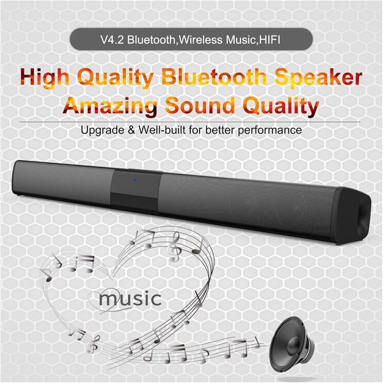 Home Theater Sound System - Draadloze Speaker - Film Avonden - Krachtige Soundbar - 4x 10W - Zwart van home — afbeelding 2