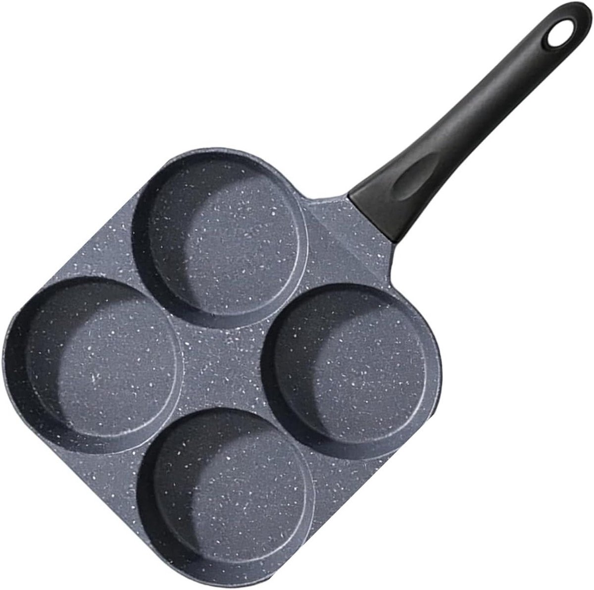 Eierpan 4 kopjes - Omelet pan - Ontbijt maken - Antiaanbaklaag - 18x38 cm - Zwart