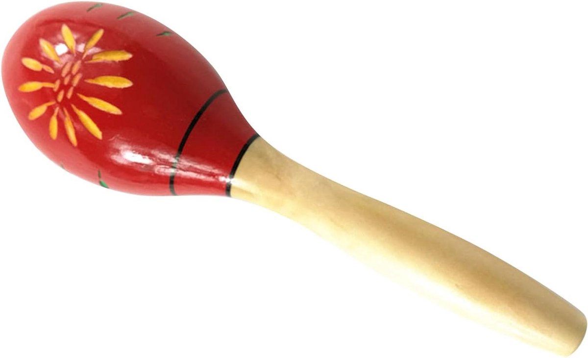 Houten Maracas - Muziek Rammelaars - Muziek Maken - Handgemaakte Kwaliteit - 26 cm Lengte - Rood