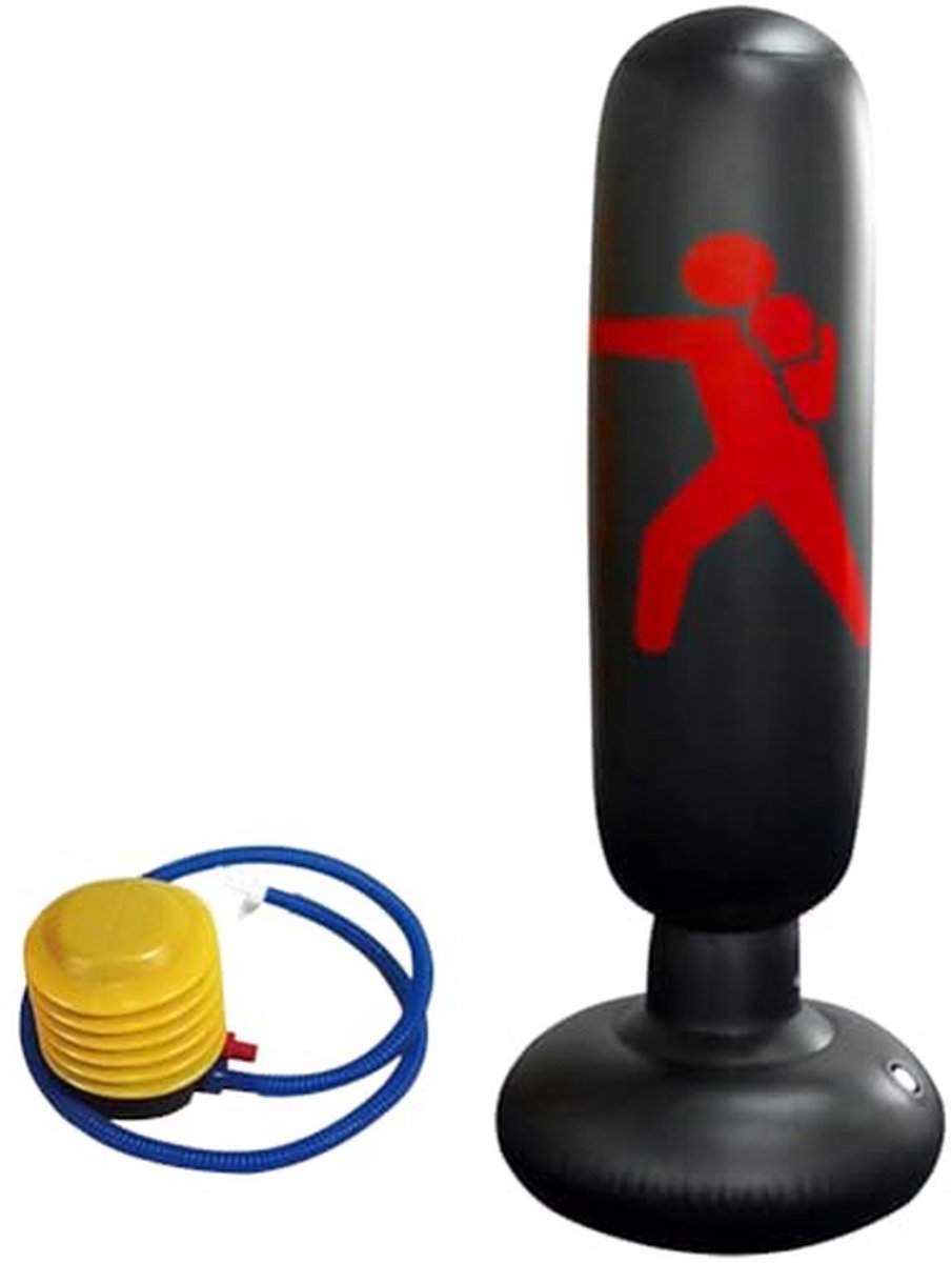 Staande bokszak, bokszak voor kinderen, 160 cm, opblaasbare bokszak voor kinderen, stressverminderer voor het oefenen van karate, taekwondo, fitnessgereedschap, opblaasbare zandzakken trainer voor