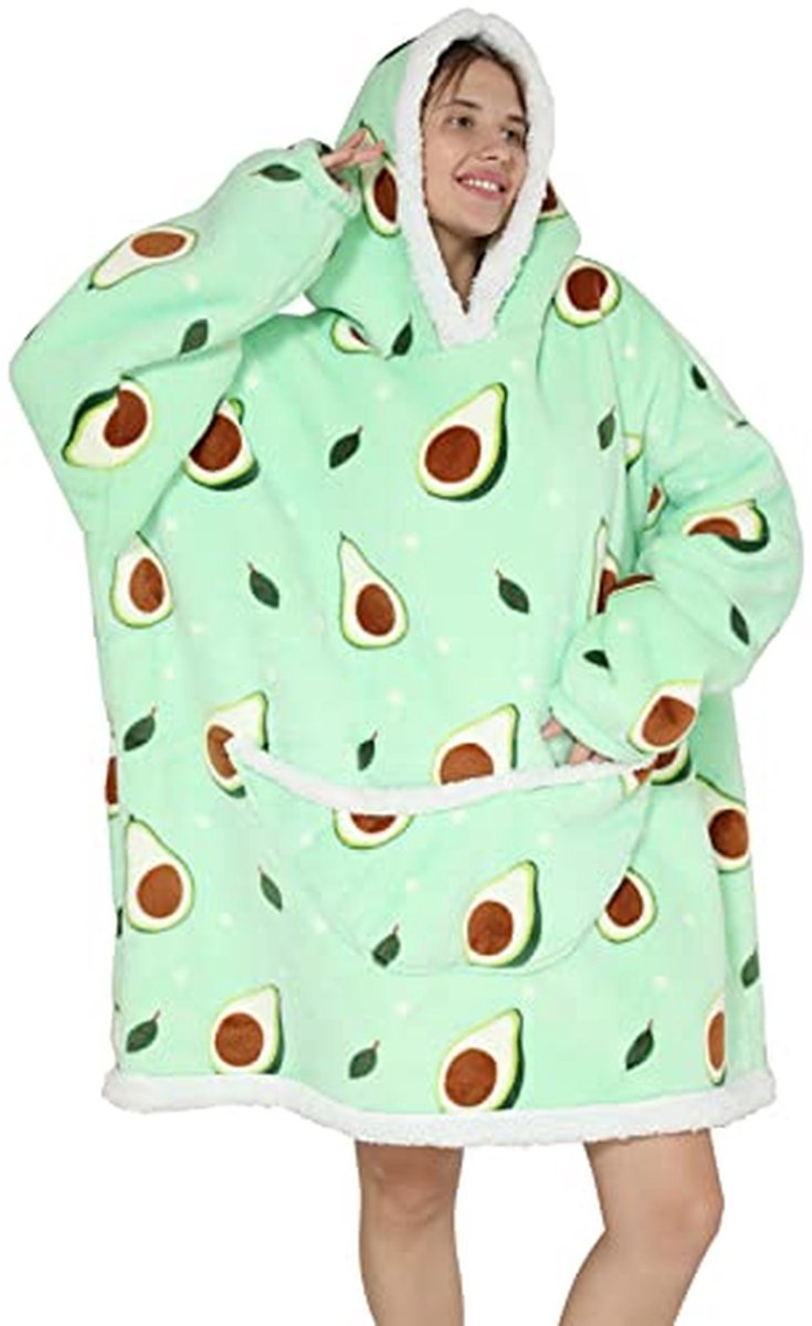 Oversized Hoodie Deken met Gigantische Zak - Comfortabele Sherpafleece Deken voor Dames, Heren en Tieners