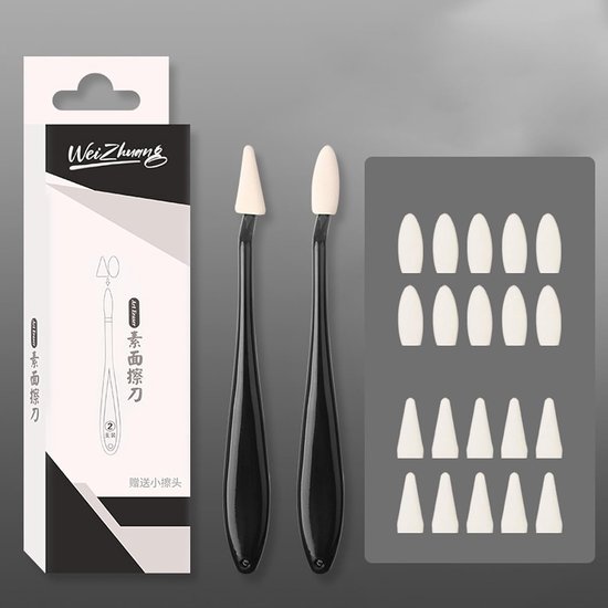 Papierkunst blenders - Veegschrapers mengstronken - Kunstenaar schaduwtechniek - Ergonomisch ontwerp - 20 vervangende koppen - Zwart — afbeelding 2