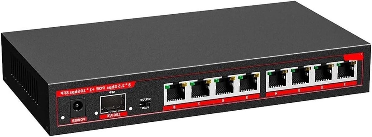 Netwerk Switch - Ethernet Hub - Snelle Dataoverdracht - Ventilatorloos Ontwerp - 9 Poorten - Zwart