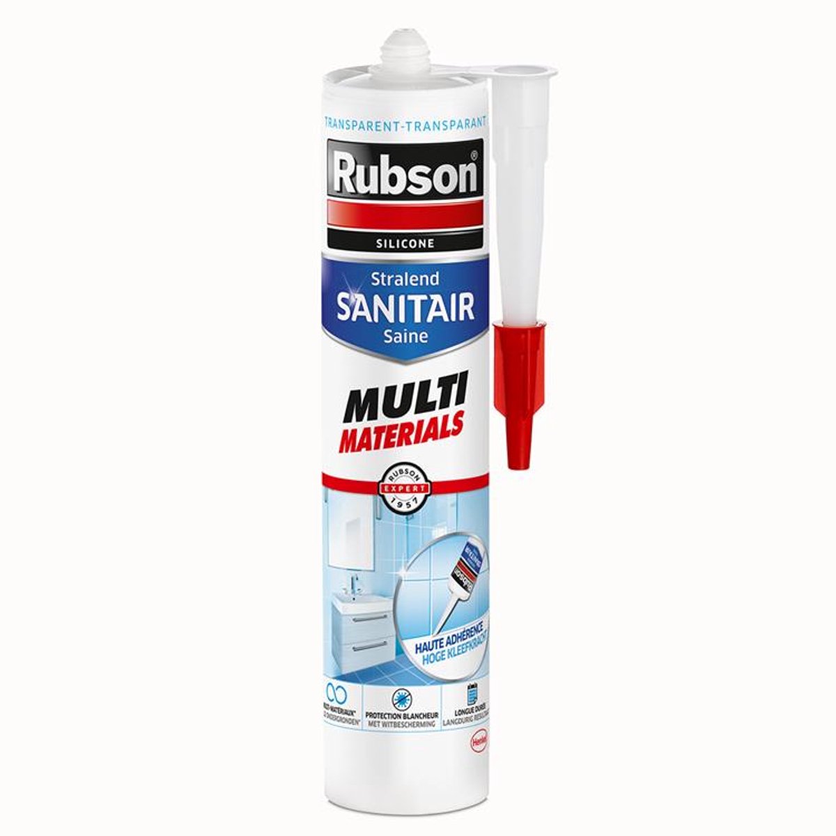 Rubson Sanitairkit Multi Materials - Transparant - 280 ml - Anti-Schimmel Siliconenkit voor Badkamer en Douche - 100% Waterdicht