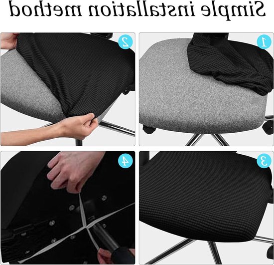 Zwarte Elastische Stoelhoes voor Kantoorstoelen - Wasbare, Verstelbare en Ademende Bescherming voor Computerstoelen en Armleuningen — afbeelding 3