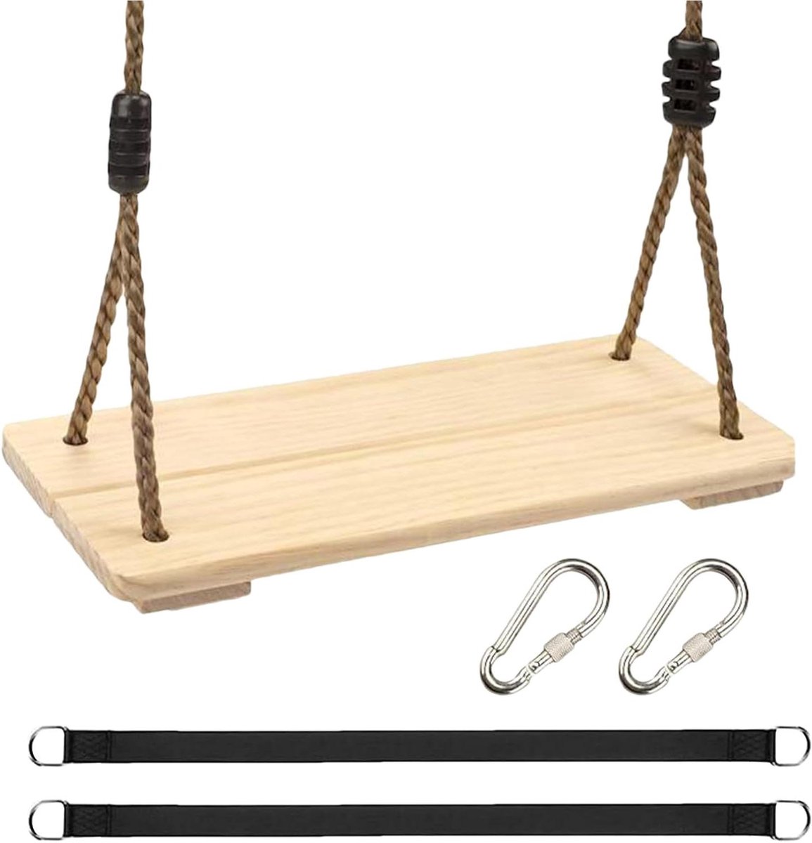Houten Boom Schommel - Peuter Schommel - Sensorisch Spel - Bestendige Samenstelling - 2 Meter Touw - Houtkleur