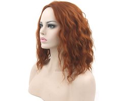 IMISSU Korte Afro Krullend Haar Pruiken Cosplay Pruik Halloween Kostuum Partij Hoofddeksels voor Vrouwen (Oranje)