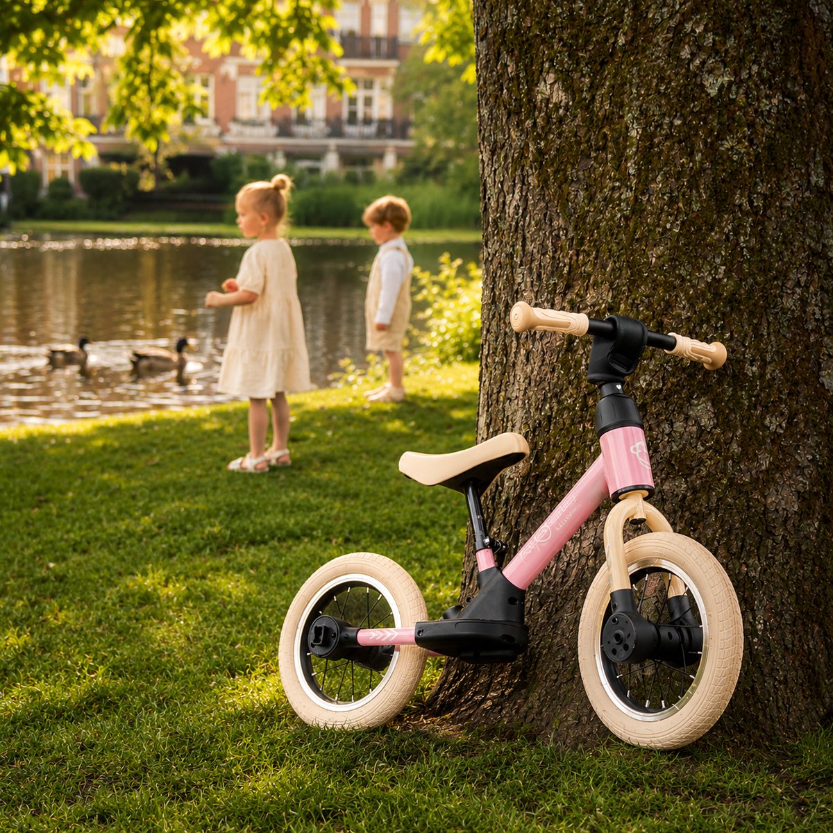 Kidcruiser Loopfiets 2+ jaar - Optioneel met LED Zijwieltjes & Trappers - 3-in-1 Kinderfiets - 12 inch – Roze & Creme wit – Modulair Design — afbeelding 8