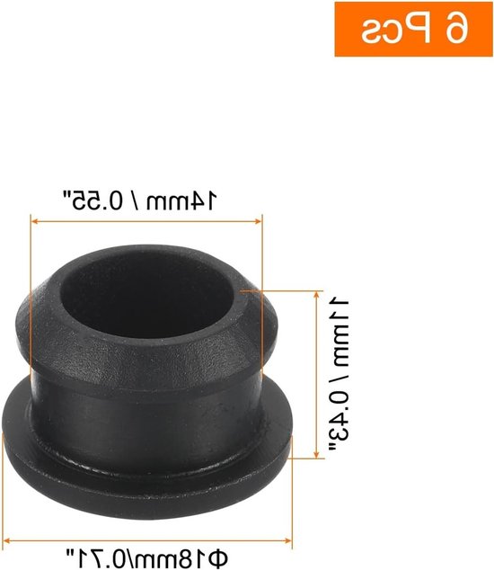 6 stuks siliconen klikbare stoppen, 14 mm diameter gatstoppers, rubberen paneelafdichtingshoes, verzonken type paneel, rond voor keuken, rubberen schotten, waterdichte afdichtpluggen, zwart van Merkloos — afbeelding 2