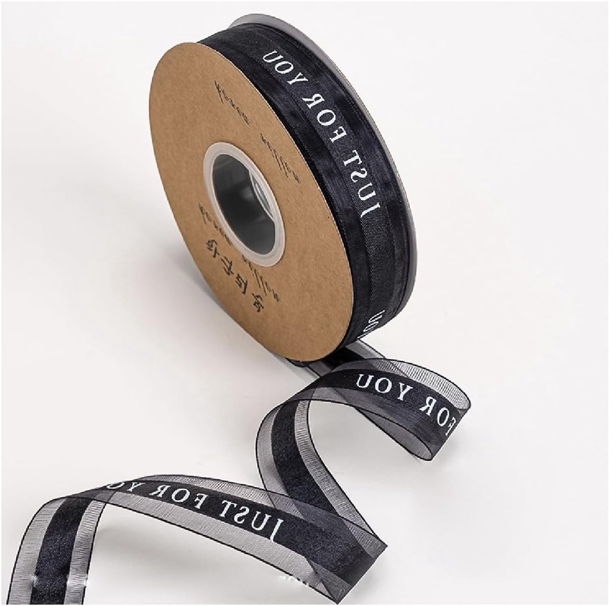 Gift Ribbon 50 Yard × 25mm Transparante Organza Versiering voor Cadeaus, Bruiloften en Feestjes - Zwart Decoratief Lint voor Bloemen en Taartdecoratie