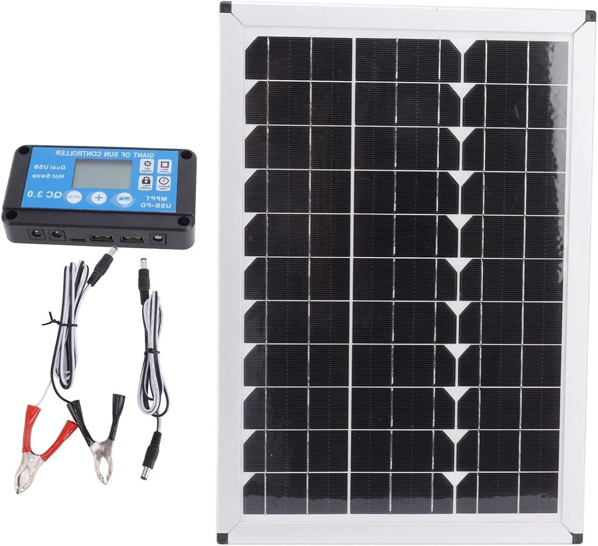 Zonnepaneel Kit - Monokristallijn Paneel - Kamperen Buiten - Lichtgewicht Duurzaam - 100W - Zwart
