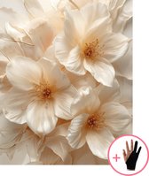 HobbyMania Originals Schilderen Op Nummer Volwassenen - Luxe Beige Bloemen - Inclusief Verf Penselen en Tekenhandschoen - Kleuren Op Nummer - Paint By Number Volwassenen - 40x50 cm
