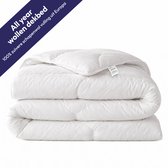 Comfeur All Year Dekbed - Wollen Dekbed – Ademend Zomer- en Winterdekbed – Dekbed Geschikt Voor Alle Seizoenen – Europese Scheerwol - Katoenen Tijk - Eenpersoons 140x200 cm