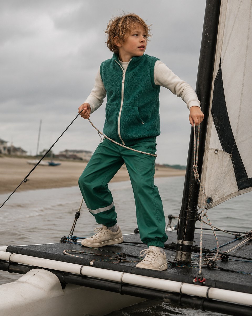 Ducksday - Regenbroek Kind - Waterdicht - Ademend - Regenbroeken Fiets - Reflecterend - Unisex - Donkergroen - Maat 98/104