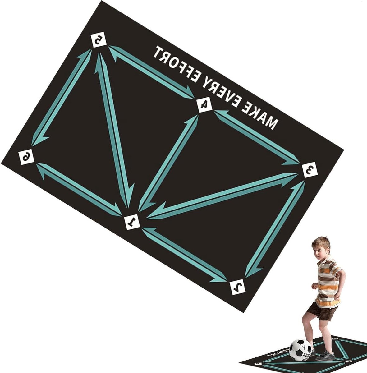 Voetbal trainingsmat - voetbaltrainingsapparatuur, voetbaltrainingsmat, trainingsmat voor voetstappen | Stille voetbaloefenapparatuur voor jongens en meisjes, verbetert snelheid, kracht en coördinatie
