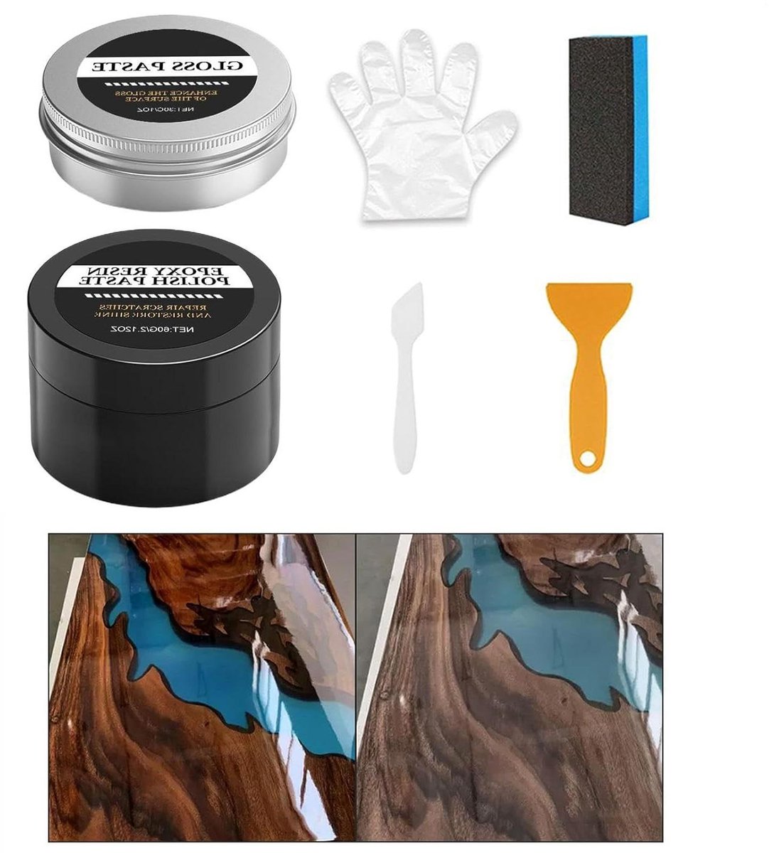 Epoxy Polijstset - Hars Krasverwijderaar - Oppervlakken Herstellen - Fijne Krassen Verwijderen - 60g + 30g - Wit