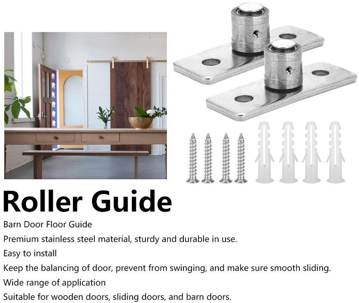 MTTproducts- Rolgeleider 2-delig - Roestvrij Staal - Vloergeleider - Staldeur Accessoire - Schuifdeur Hardware - Duurzaam en Stevig