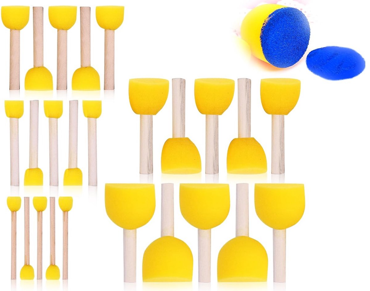 NTH products- Penseelset 25 Stuks - Schuimstof - Sponzen Stippenpenseelset - Voor Alle Soorten Verven - Betrouwbare Keuze - Klantgerichte Producten - Sponspenseel