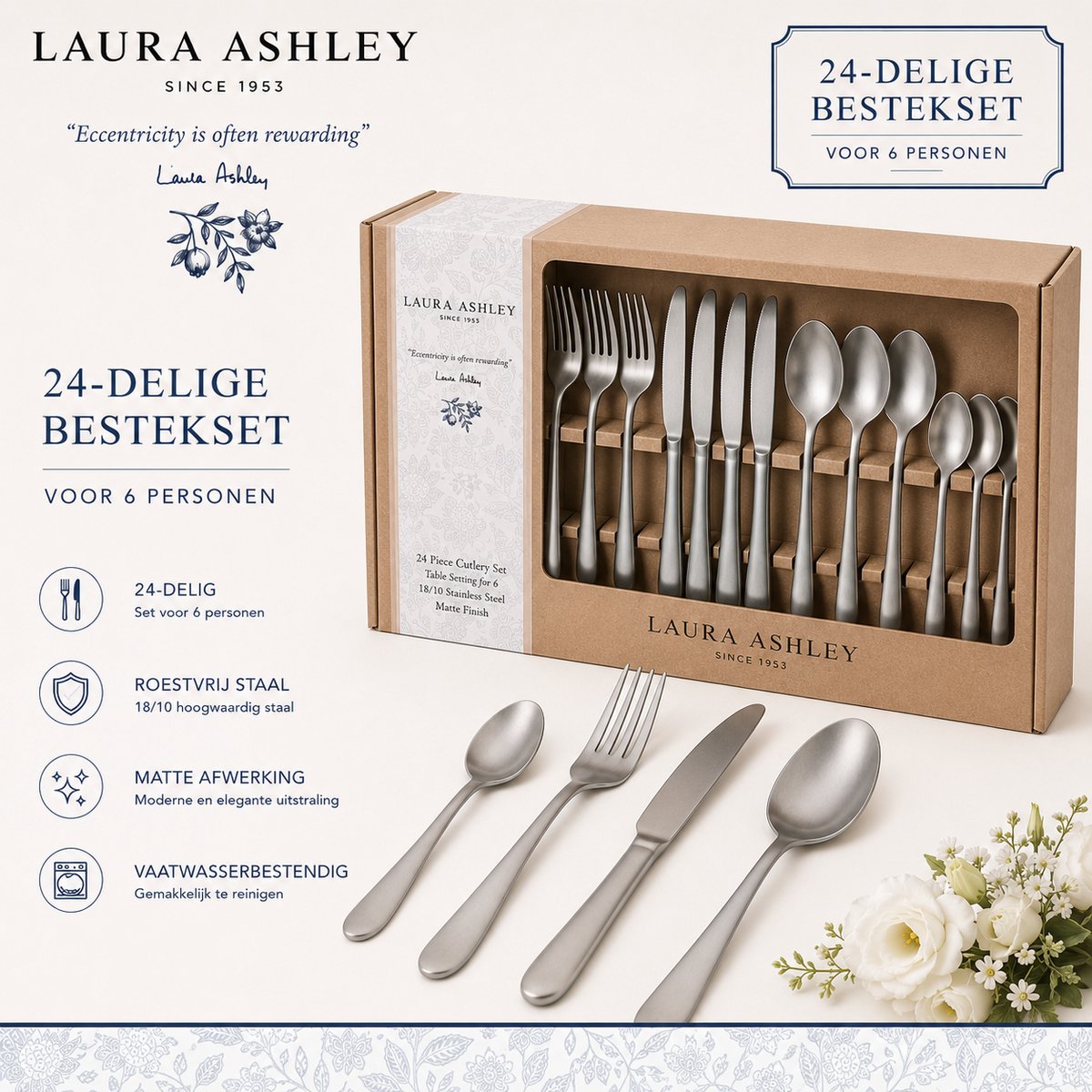 Laura Ashley Bestekset 24-delig mat